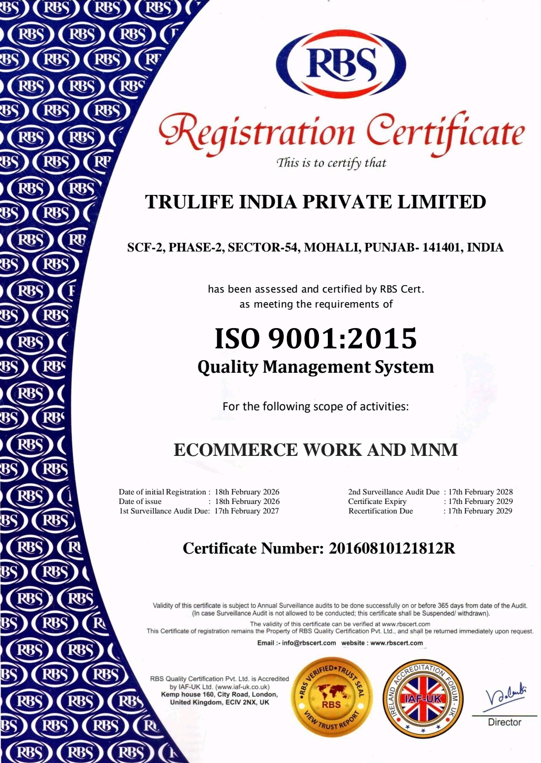 TruLife India Pvt Ltd  ISO